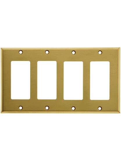 Classic Four Gang GFI Cover Plate In Pressed Brass or Steel